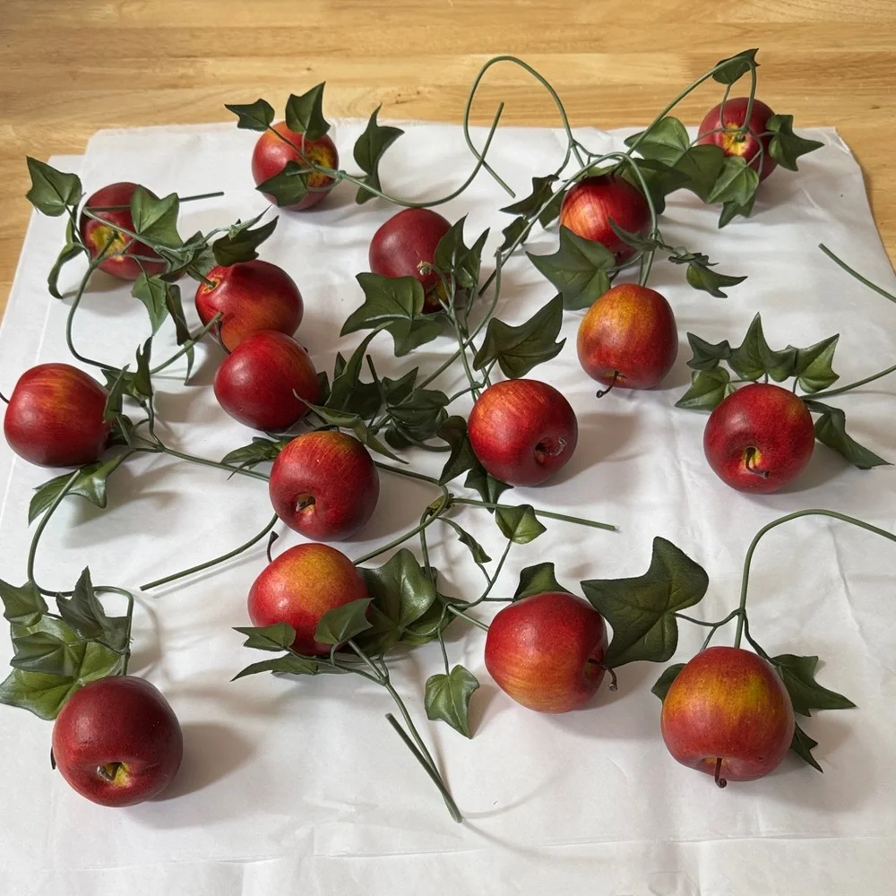 Festive Red Apple ornament real like can be added to Garland 15 count